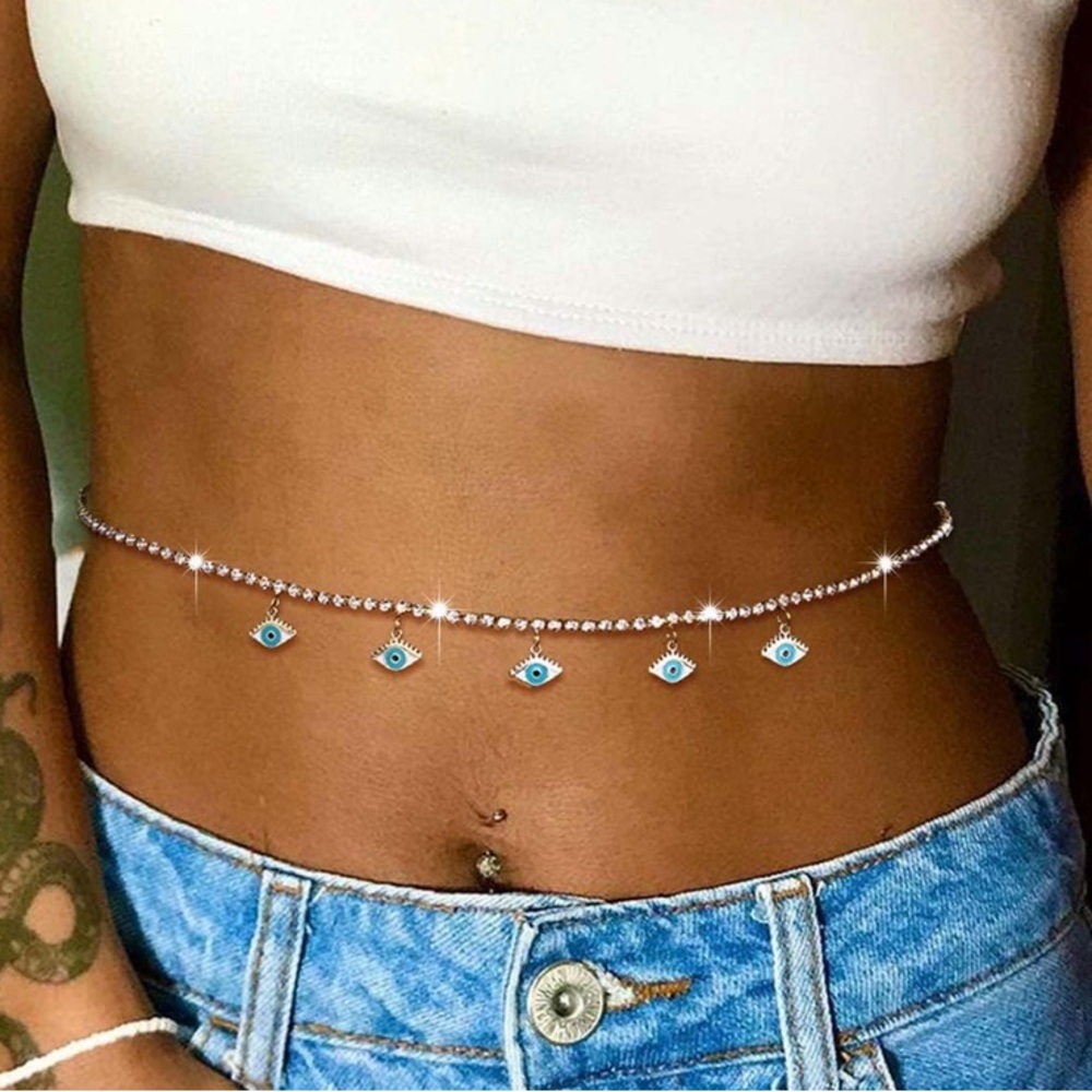 Evil Eye Waist Rhinestone Chain